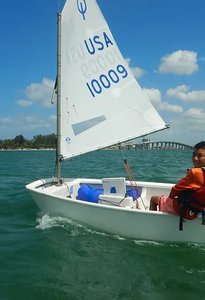Opti Red, White and Blue Race Team